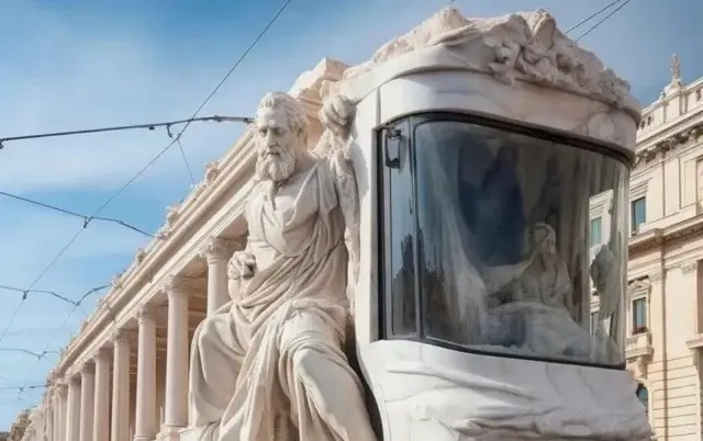 Нейросеть нарисовала трамваи из Древней Греции